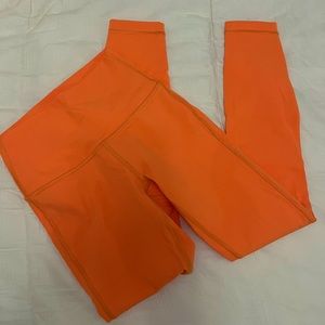 lululemon orange soda wunder under leggings, size 2.